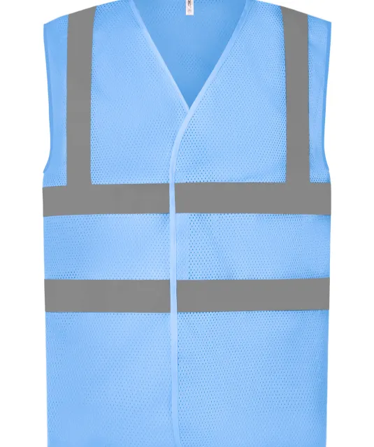 YHVW120 - Hoge zichtbaarheid hesje van gerecycled gaas Sky Blue