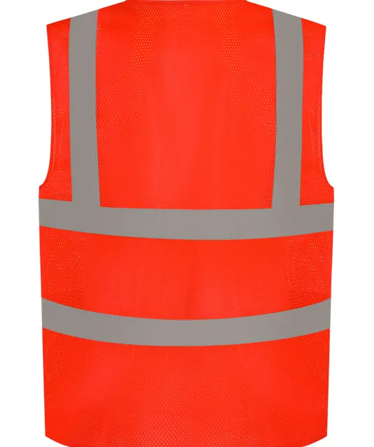 YHVW120 - Hoge zichtbaarheid hesje van gerecycled gaas Red