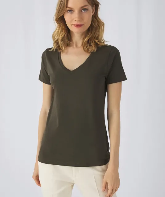 CGTW045 - Organic Cotton Inspire V-neck T-shirt / Woman White