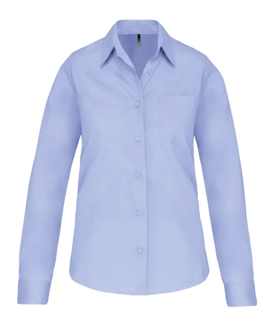 K542 - Dames poplin blouse lange mouwen Bright Sky
