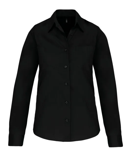 K542 - Dames poplin blouse lange mouwen Black
