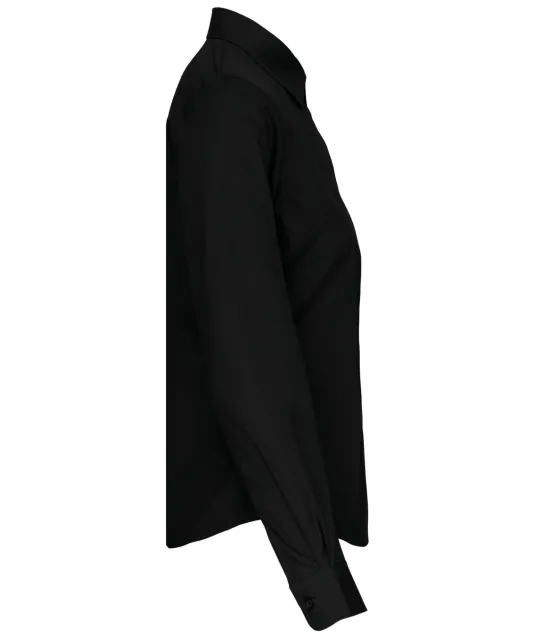 K542 - Dames poplin blouse lange mouwen Black