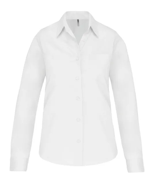 K542 - Dames poplin blouse lange mouwen White
