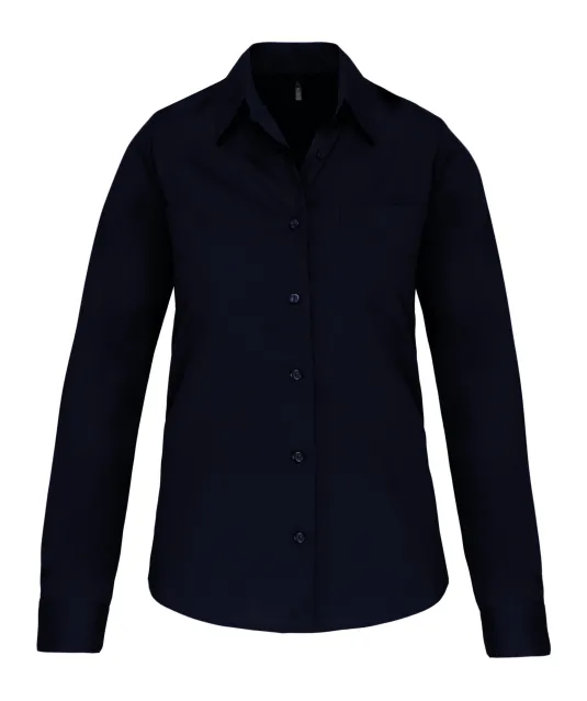 K542 - Dames poplin blouse lange mouwen Navy