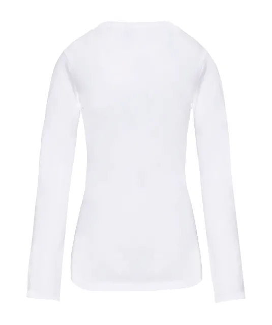 K3017 - Dames-t-shirt ronde hals lange mouwen White