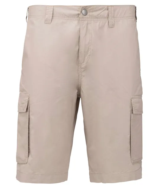 K755 - Lichte herenbermuda met diverse zakken Beige