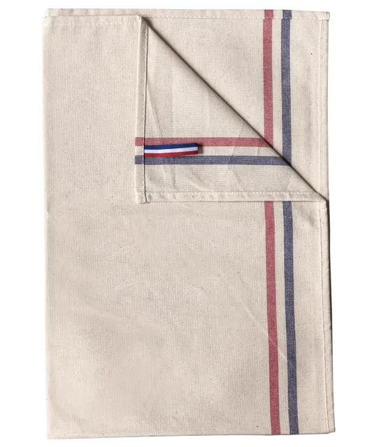 K138 - Theedoek met 2 strepen 'Origine France Garantie' Natural