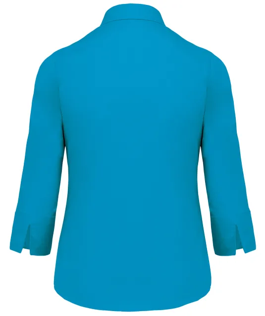 K558 - Overhemd in onderhoudsvriendelijk polykatoen-popeline 3/4-mouwen dames Bright Turquoise