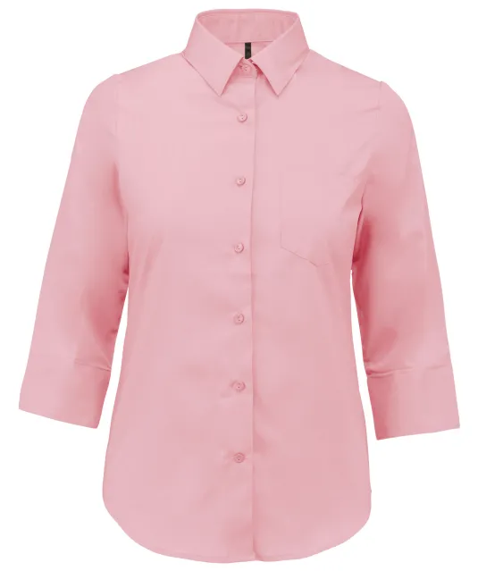 K558 - Overhemd in onderhoudsvriendelijk polykatoen-popeline 3/4-mouwen dames Pale Pink