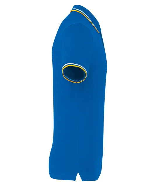 K250 - Polo korte mouwen Light royal blue/Yellow/White