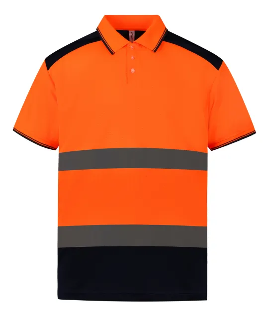 YHVJ220 - Tweekleurige veiligheidspolo Hi Vis Orange / Navy