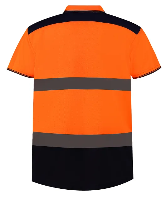 YHVJ220 - Tweekleurige veiligheidspolo Hi Vis Orange / Navy