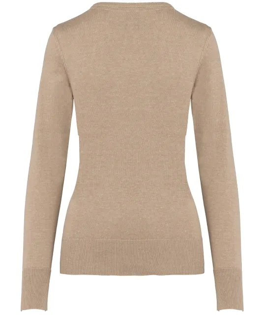 K966 - Dames pullover met v-hals Beige heather