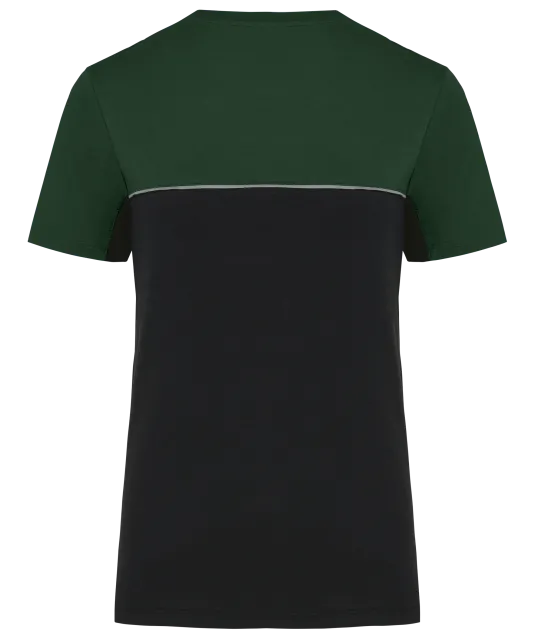 WK304 - Ecologisch tweekleurig uniseks T-shirt met korte mouwen Black / Forest Green