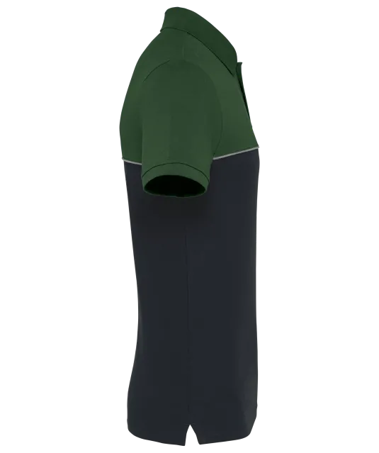WK210 - Ecologische uniseks polo met korte mouwen in twee kleuren Black / Forest Green