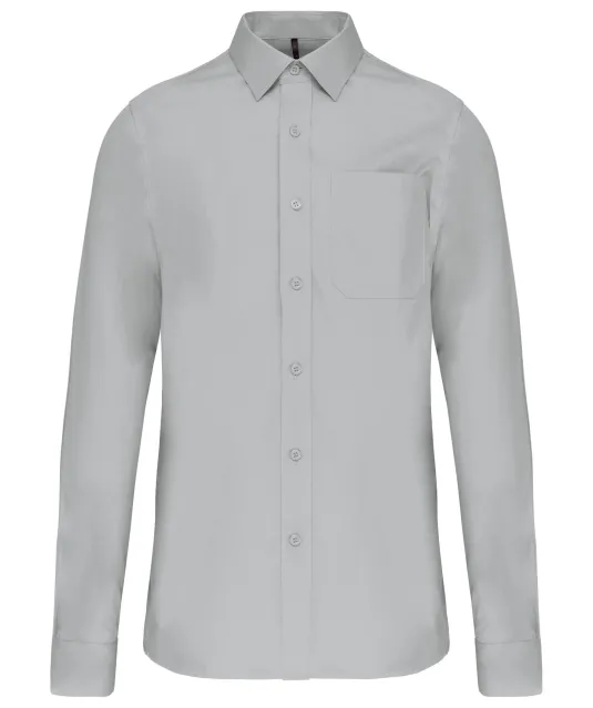 K541 - Heren poplin overhemd lange mouwen Snow Grey