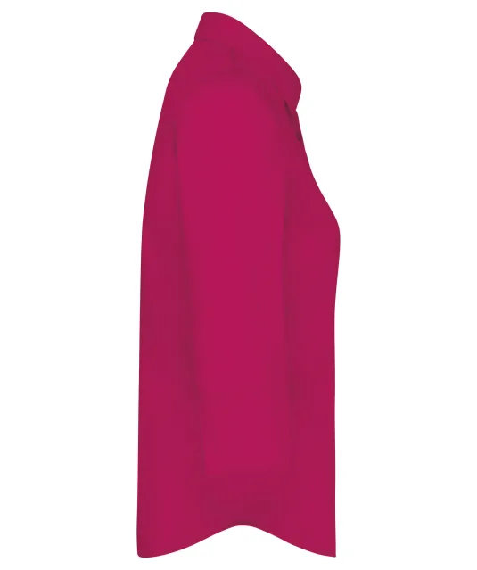 K558 - Overhemd in onderhoudsvriendelijk polykatoen-popeline 3/4-mouwen dames Fuchsia