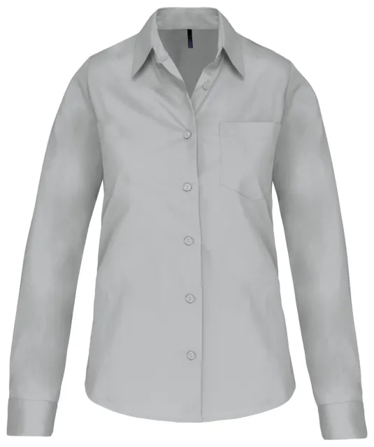 K542 - Dames poplin blouse lange mouwen Snow Grey