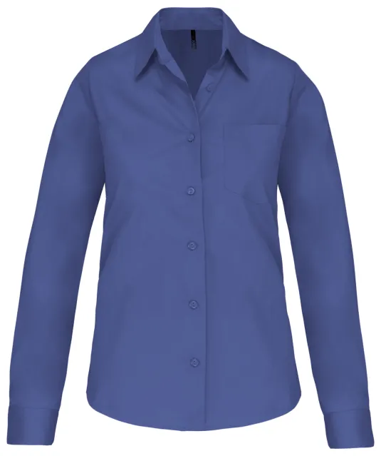 K542 - Dames poplin blouse lange mouwen Cobalt Blue