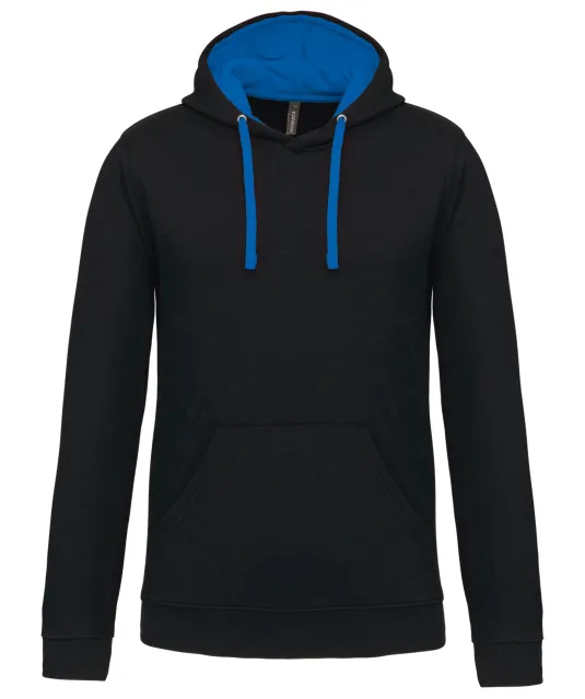 K446 - Sweater met contrasterende capuchon Black / Light Royal Blue