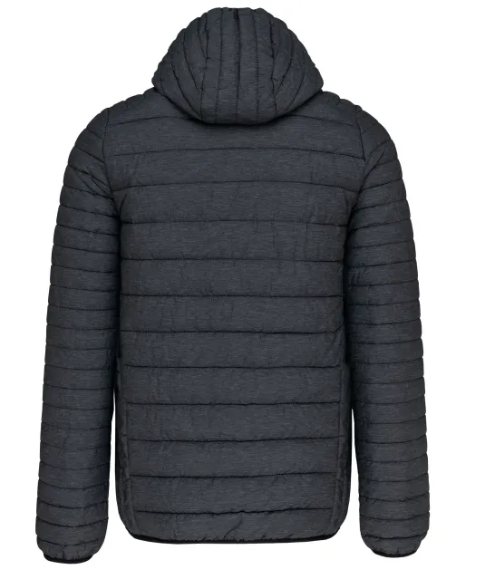 K6110 - Men's lightweight hooded padded jacket Marl Dark Grey