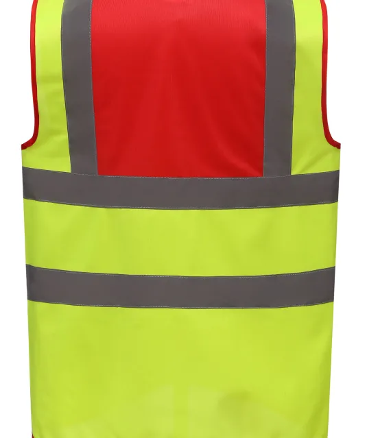 YHVW100 - Veiligheidshesje met 2 Banden & Bretels Red / Hi Vis Yellow