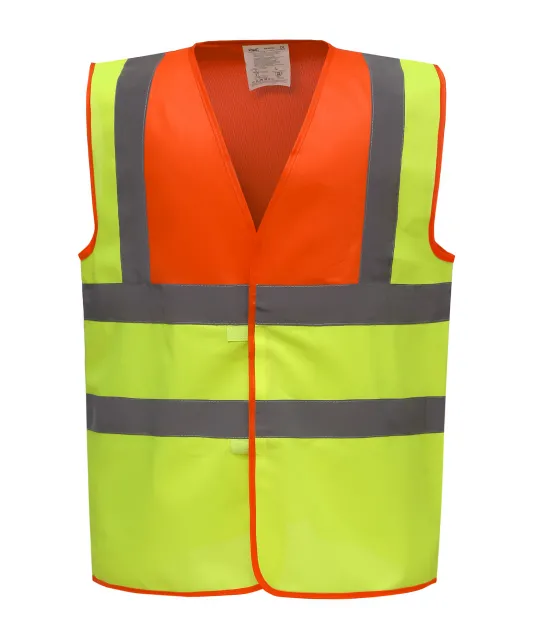 YHVW100 - Veiligheidshesje met 2 Banden & Bretels Hi Vis Orange / Hi Vis Yellow