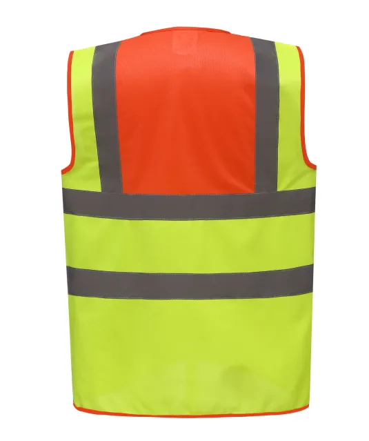 YHVW100 - Veiligheidshesje met 2 Banden & Bretels Hi Vis Orange / Hi Vis Yellow