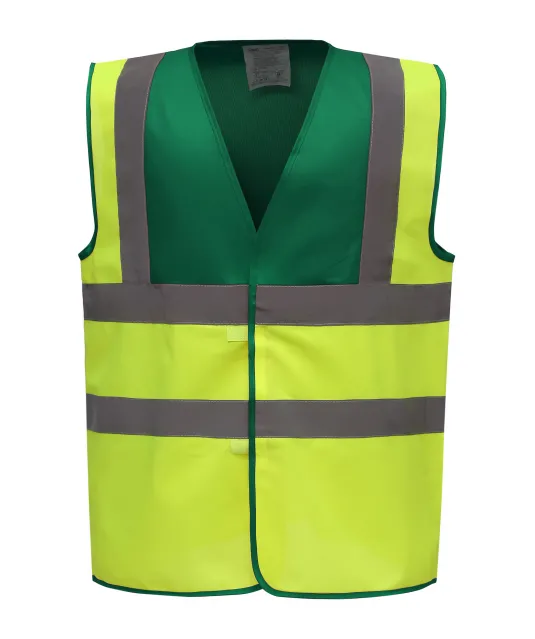 YHVW100 - Veiligheidshesje met 2 Banden & Bretels Paramedic Green / Hi Vis Yellow