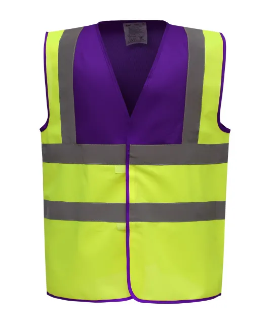 YHVW100 - Veiligheidshesje met 2 Banden & Bretels Purple / Hi Vis Yellow