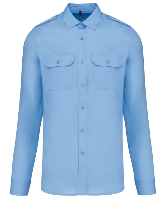 K505 - Herenpilootoverhemd lange mouwen Sky Blue