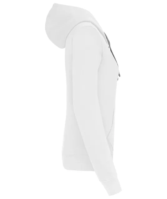 K465 - Damessweater met capuchon in contrasterende kleur White / Fine Grey