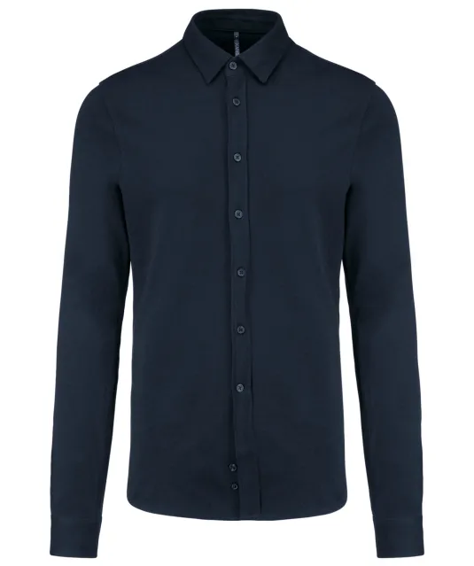 K508 - Piqué overhemd lange mouwen Navy