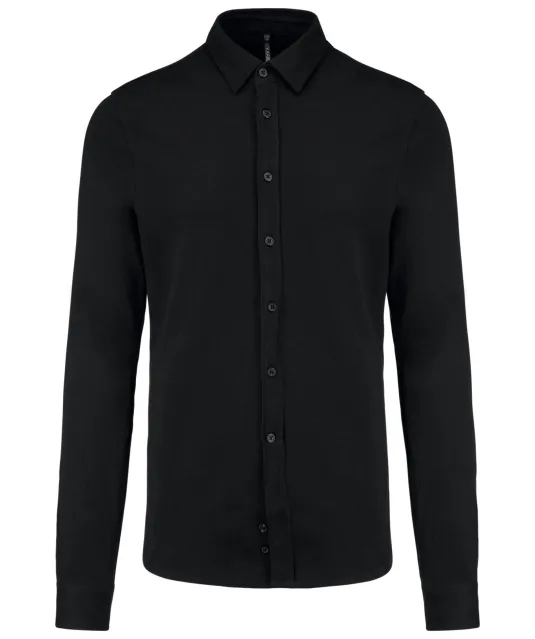 K508 - Piqué overhemd lange mouwen Black