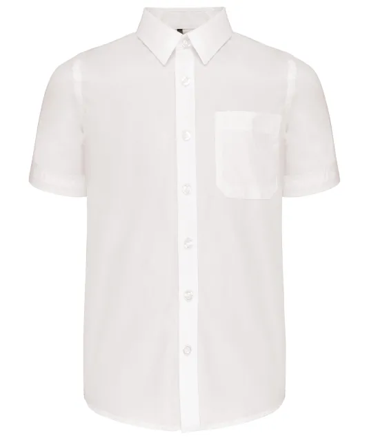 K520 - Kinder poplin overhemd korte mouwen White