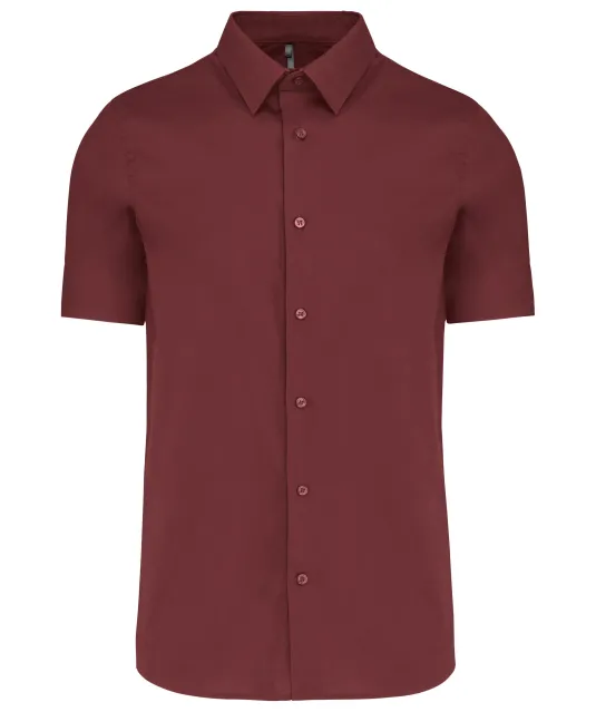 K531 - Heren stretch overhemd korte mouwen Wine