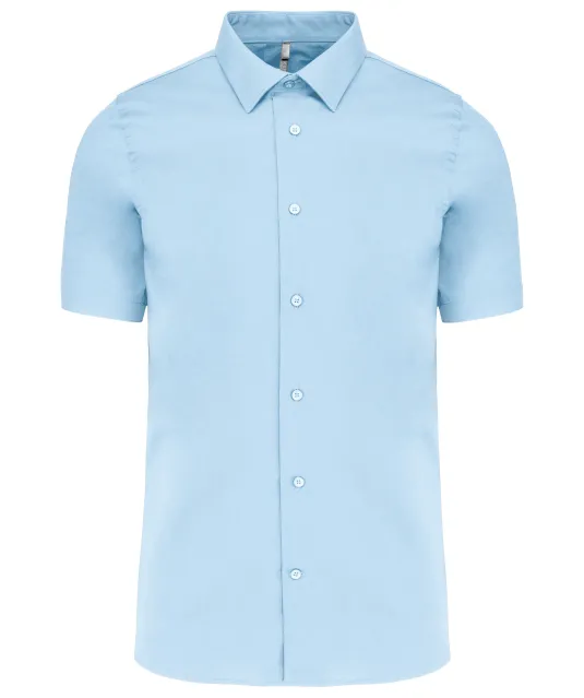K531 - Heren stretch overhemd korte mouwen Light Blue