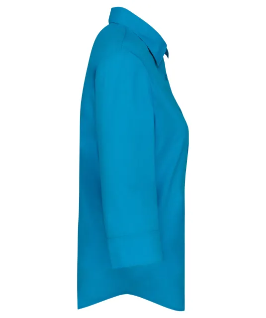K558 - Overhemd in onderhoudsvriendelijk polykatoen-popeline 3/4-mouwen dames Bright Turquoise