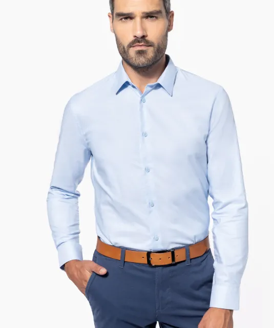 K595 - Heren overhemd Oxford lange mouwen Oxford Blue
