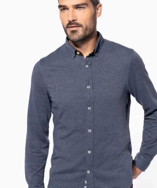 K507 - Jacquard overhemd  lange mouwen Jacquard blue