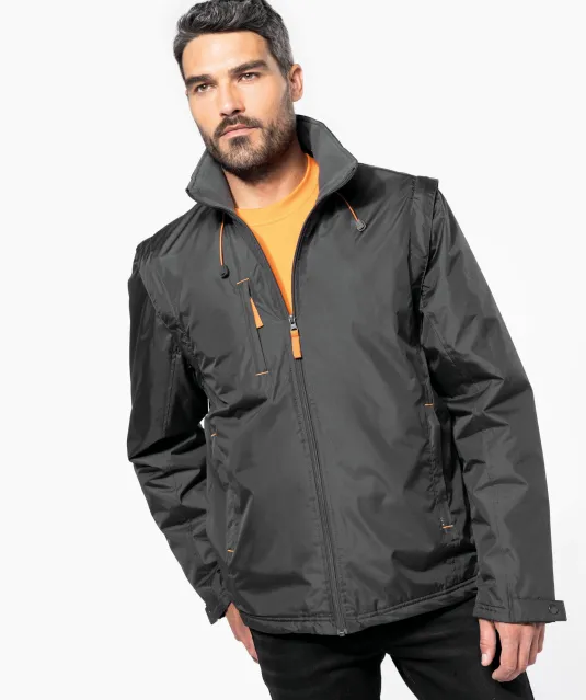 K639 - Herenjack met afneembare mouwen Black / Orange