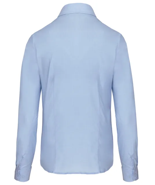 K534 - Dames Oxford blouse lange mouwen Oxford Blue