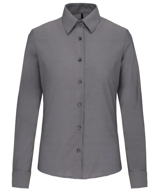 K534 - Dames Oxford blouse lange mouwen Oxford Silver