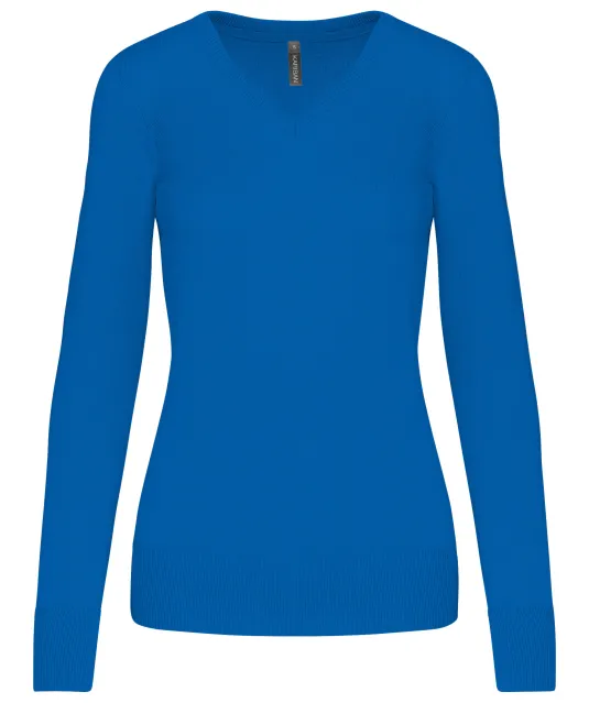 K966 - Dames pullover met v-hals Light Royal Blue