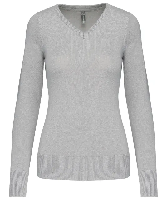 K966 - Dames pullover met v-hals Grey Melange