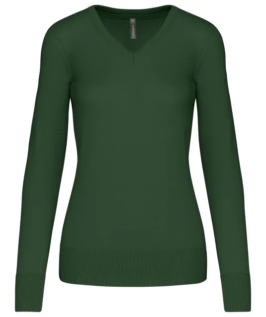 K966 - Dames pullover met v-hals Forest Green