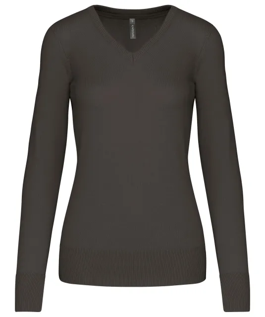 K966 - Dames pullover met v-hals Dark Grey