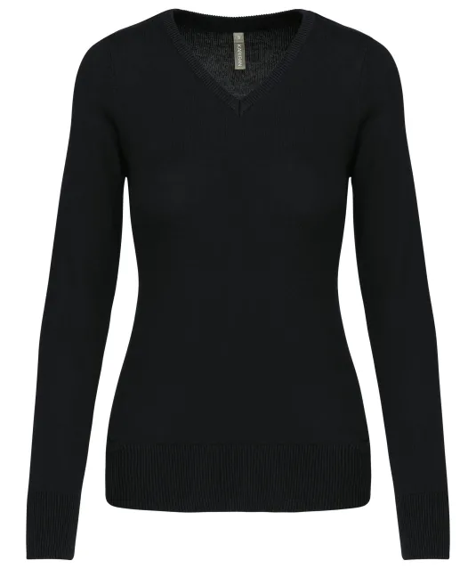 K966 - Dames pullover met v-hals Black