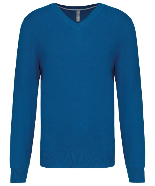 K982 - Premium pullover V-hals Mykonos Blue Heather