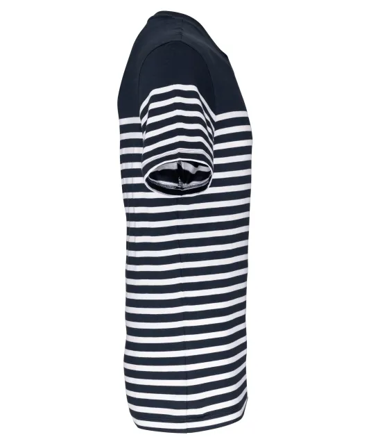 K3033 - Marine-t-shirt ronde hals Bio heren Navy / White Stripes